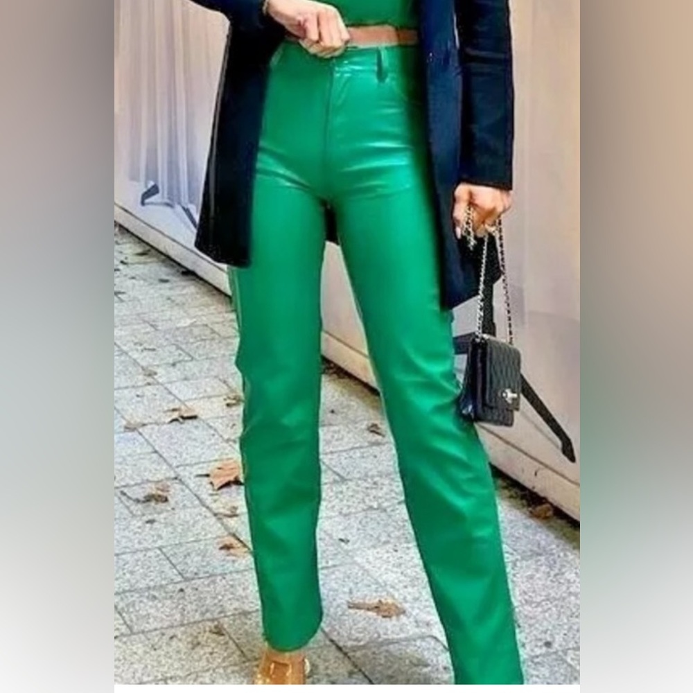 Zara leather green pants
